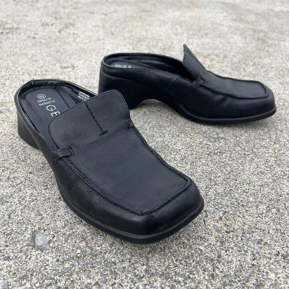 Vintage 90s Leather Slip on Mule Slides - Picture 10 of 10
